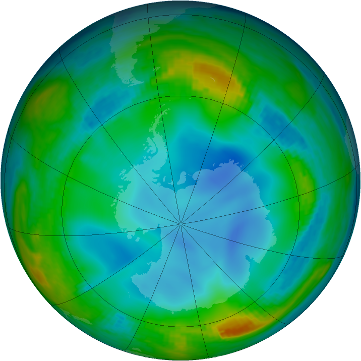 Antarctic ozone map for 04 July 1986
